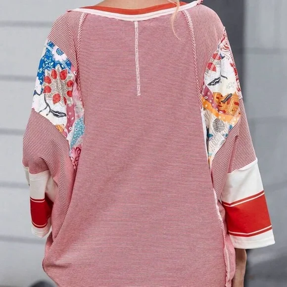 Colorful Patchwork Women's Top - Picture 4 of 7